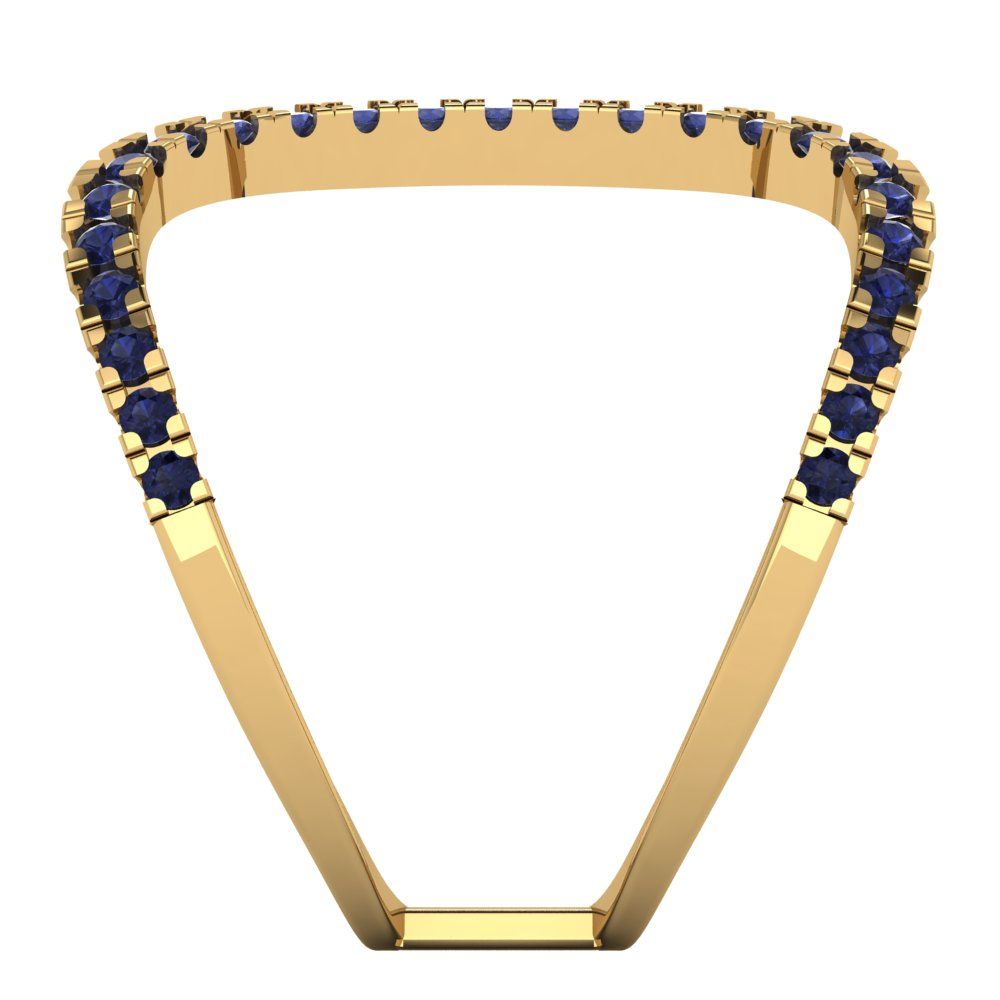 0.5 cttw Simulated Blue Sapphire Statement Engagement Ring - Solid Yellow Gold (VVS1, Round Cut,1.3mm)