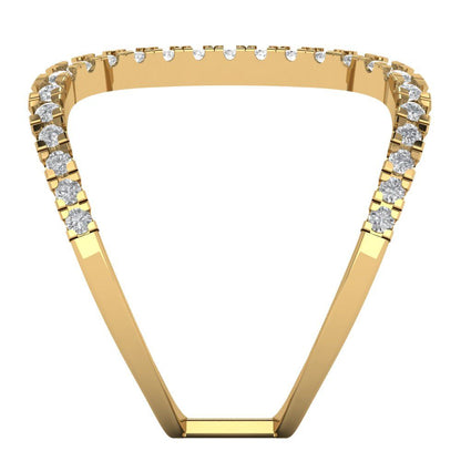 0.5 cttw White Sapphire Statement Engagement Ring - Solid Yellow Gold (VVS1, Round Cut,1.3mm)