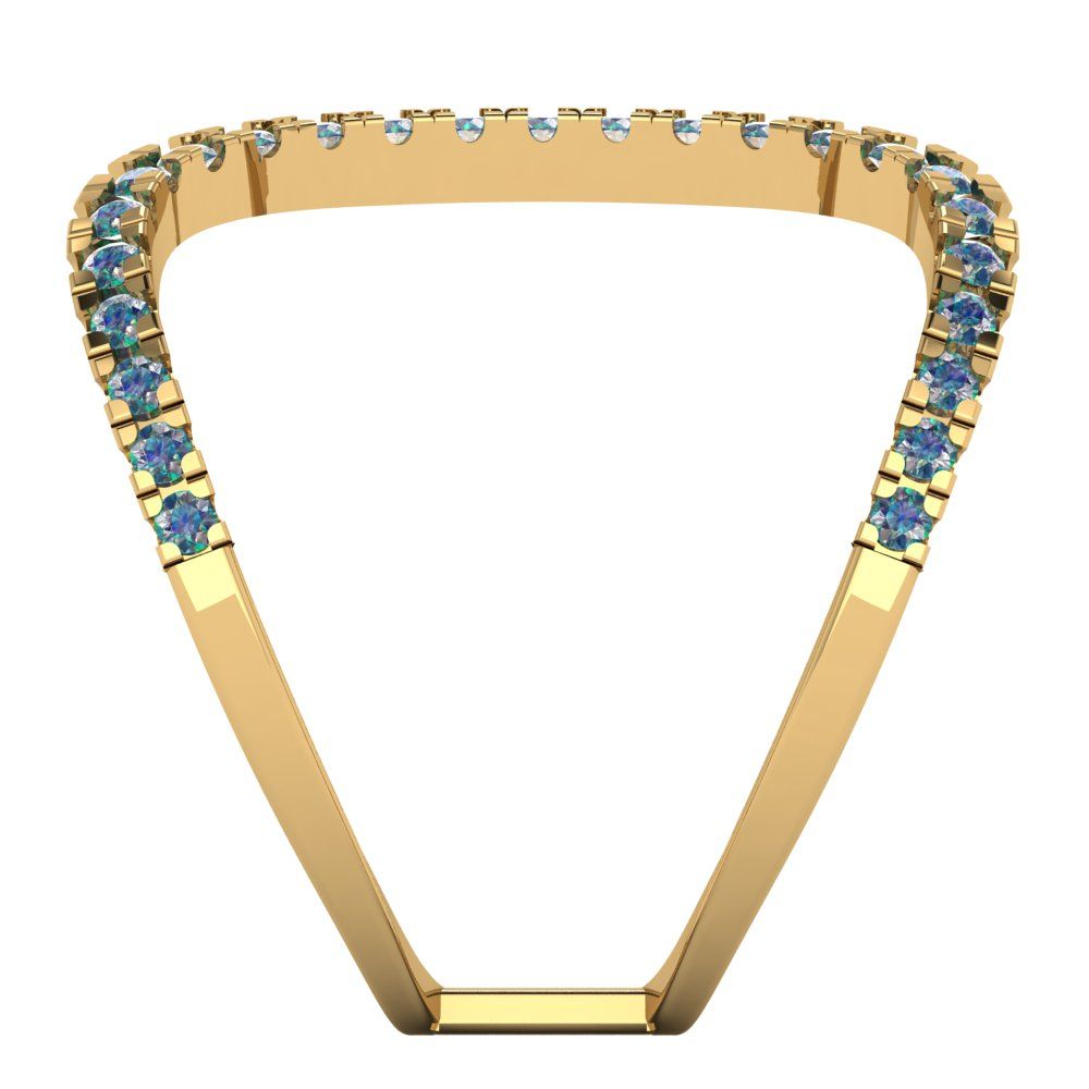 0.5 cttw Blue Moissanite Statement Engagement Ring - Solid Yellow Gold (VVS1, Round Cut,1.3mm)