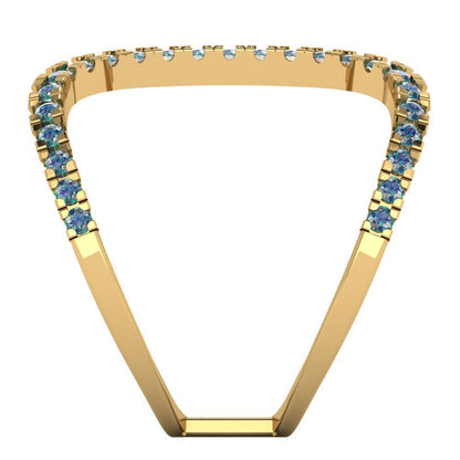 0.5 cttw Blue Moissanite Statement Engagement Ring - Solid Yellow Gold (VVS1, Round Cut,1.3mm)