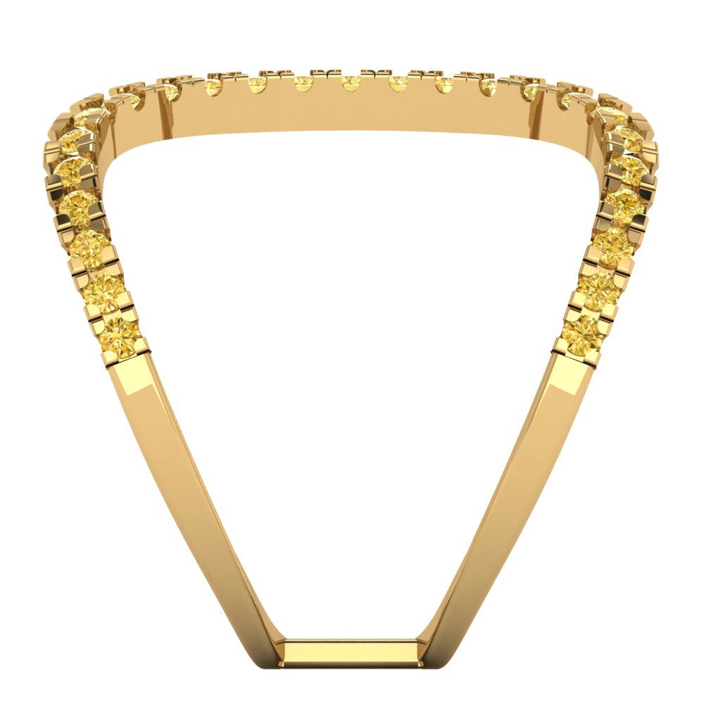 0.5 cttw Zirconia Simulated Yellow Diamond Statement Engagement Ring - Solid Yellow Gold (VVS1, Round Cut,1.3mm)