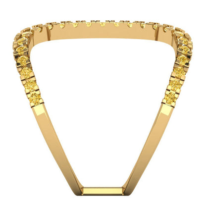 0.5 cttw Zirconia Simulated Yellow Diamond Statement Engagement Ring - Solid Yellow Gold (VVS1, Round Cut,1.3mm)