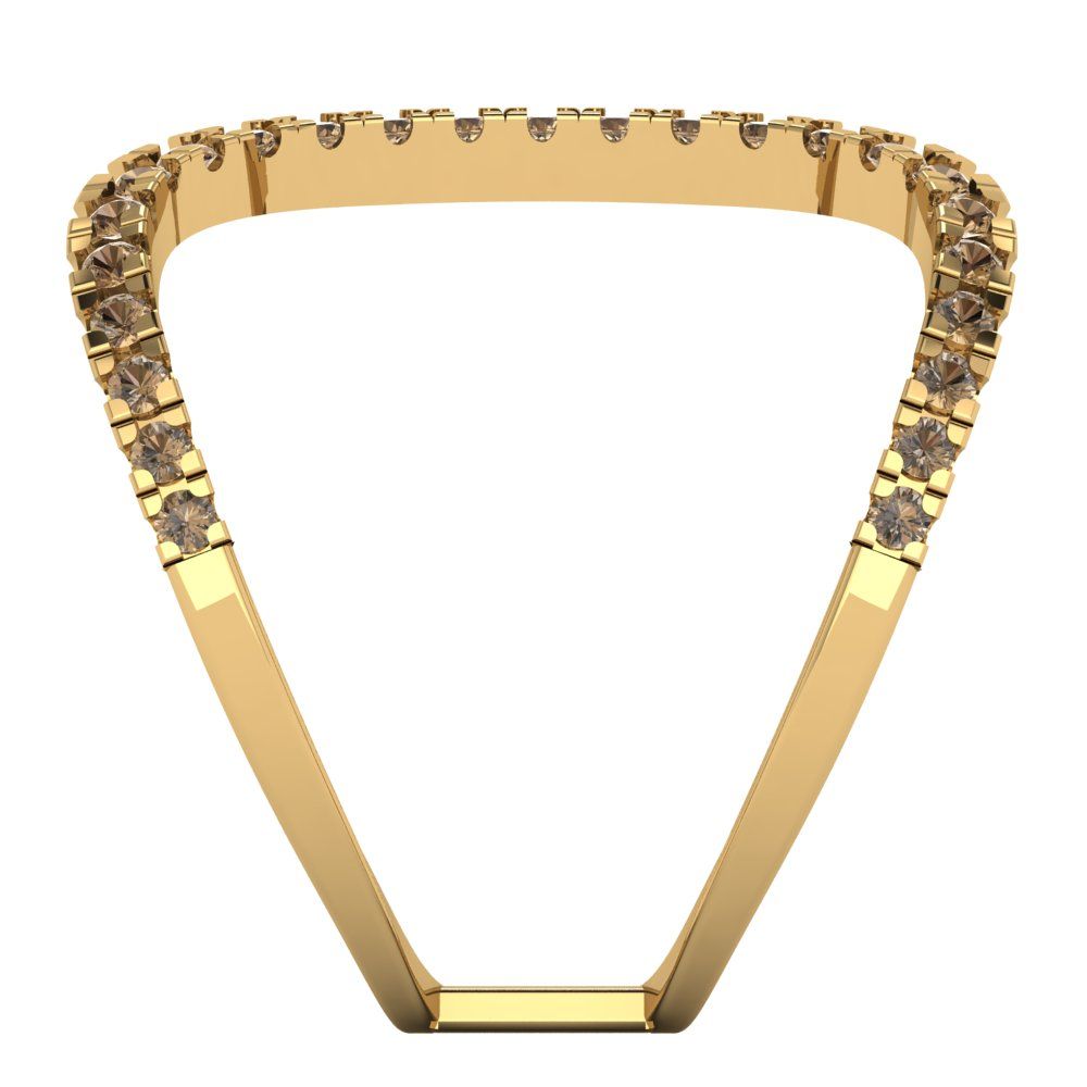 0.5 cttw Zirconia Simulated Champagne Diamond Statement Engagement Ring - Solid Yellow Gold (VVS1, Round Cut,1.3mm)