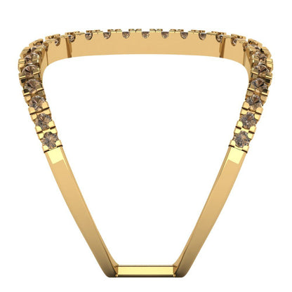 0.5 cttw Zirconia Simulated Champagne Diamond Statement Engagement Ring - Solid Yellow Gold (VVS1, Round Cut,1.3mm)