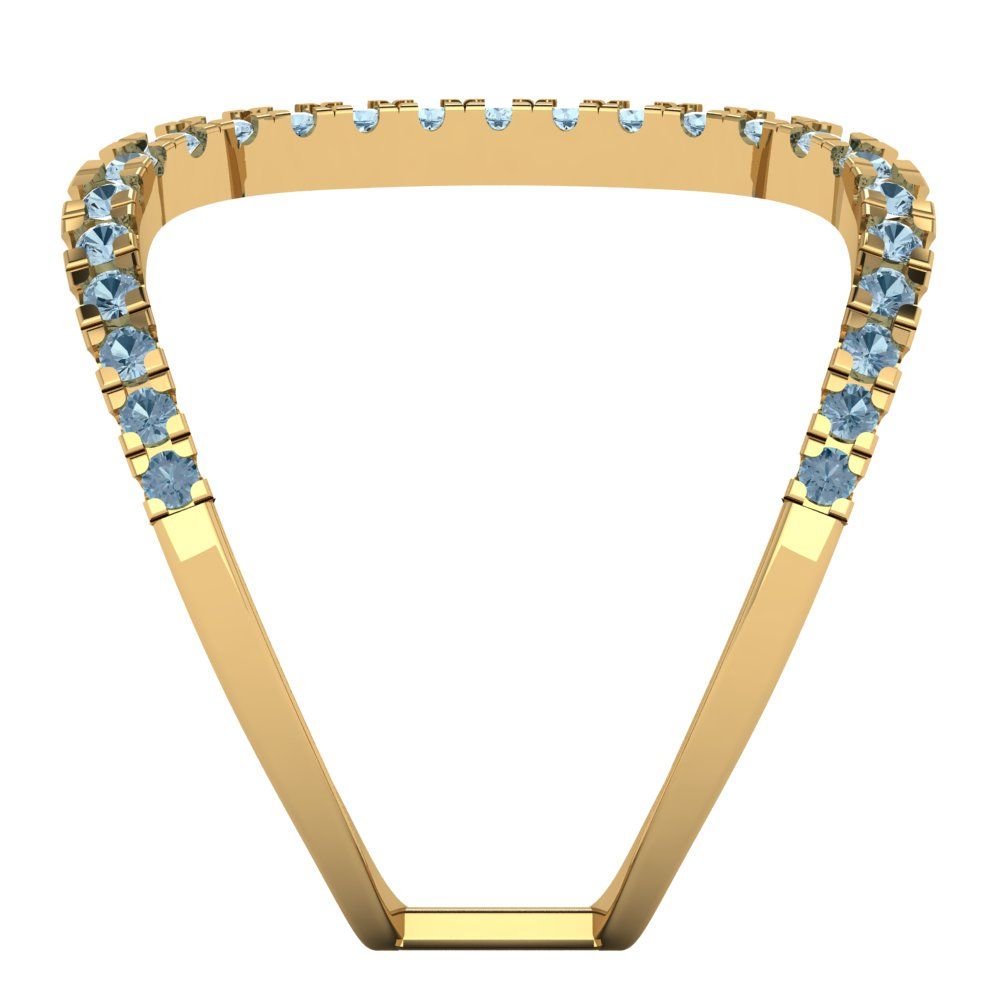 0.5 cttw Natural Swiss Blue Topaz Statement Engagement Ring - Solid Yellow Gold (VVS1, Round Cut,1.3mm)