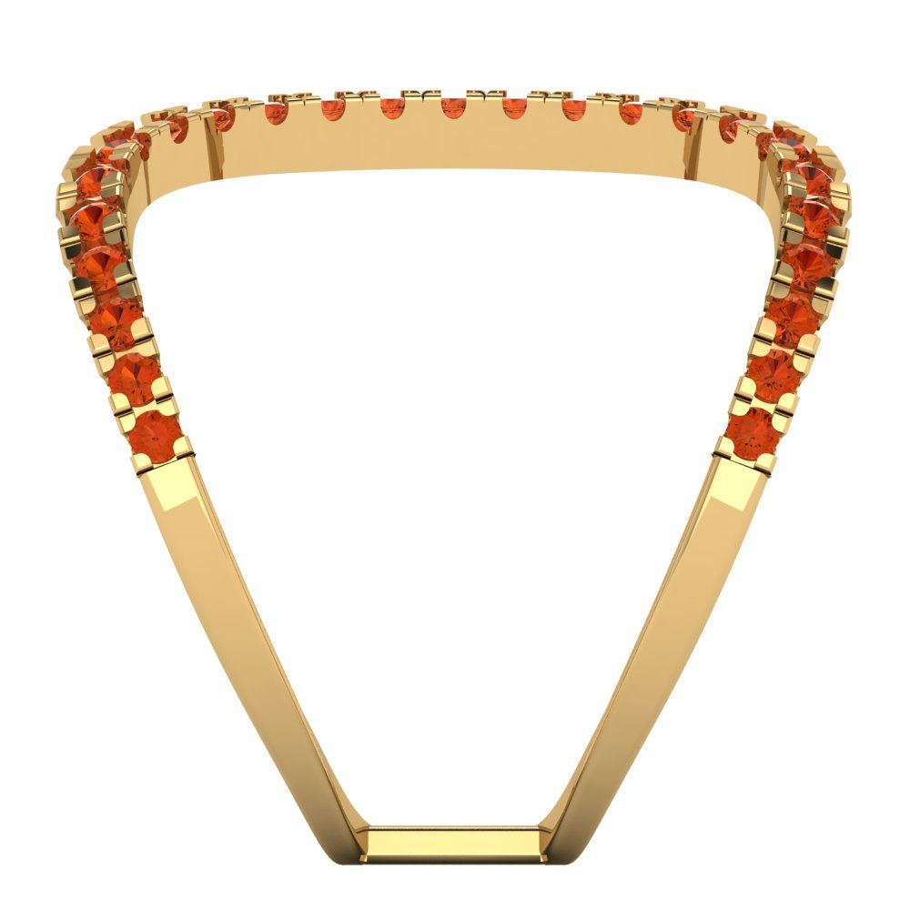 0.5 cttw Zirconia Simulated Red Diamond Statement Engagement Ring - Solid Yellow Gold (VVS1, Round Cut,1.3mm)