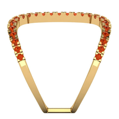 0.5 cttw Zirconia Simulated Red Diamond Statement Engagement Ring - Solid Yellow Gold (VVS1, Round Cut,1.3mm)