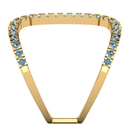0.5 cttw Zirconia Simulated Blue Diamond Statement Engagement Ring - Solid Yellow Gold (VVS1, Round Cut,1.3mm)