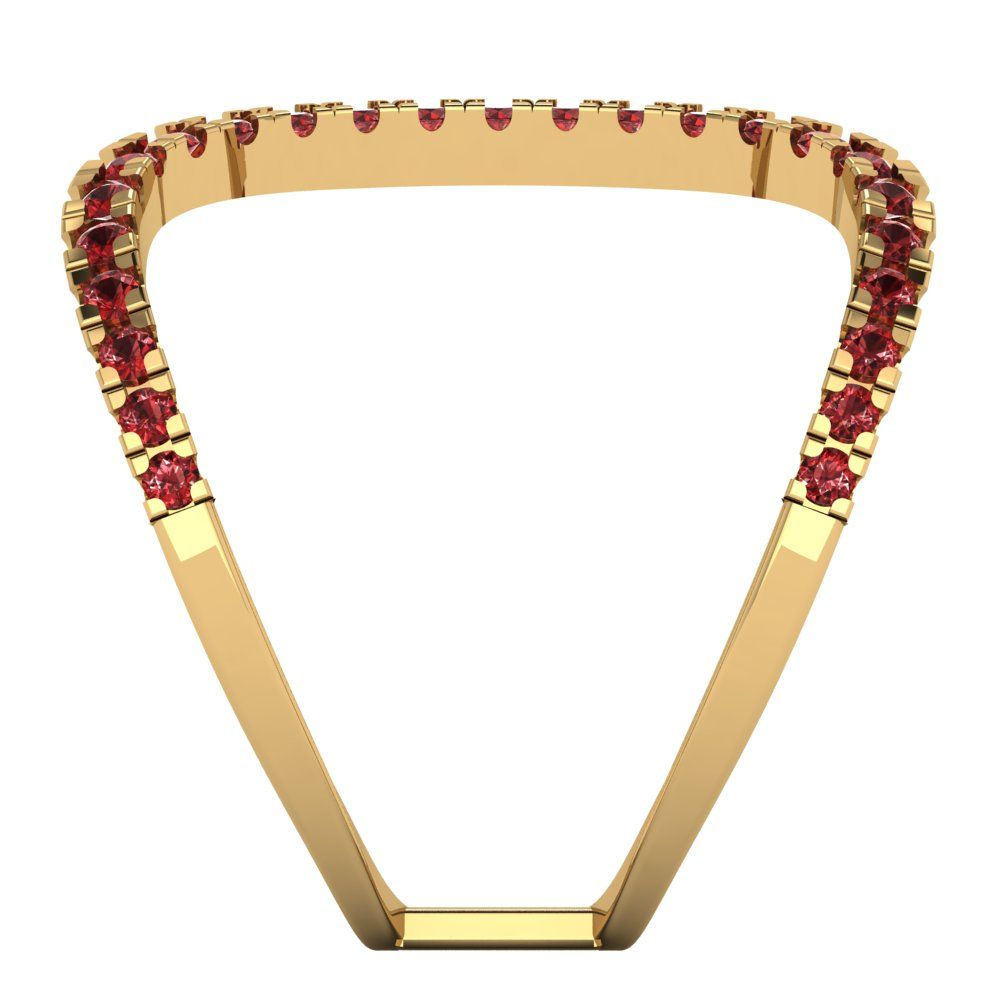 0.5 cttw Natural Garnet Statement Engagement Ring - Solid Yellow Gold (VVS1, Round Cut,1.3mm)