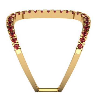 0.5 cttw Natural Garnet Statement Engagement Ring - Solid Yellow Gold (VVS1, Round Cut,1.3mm)