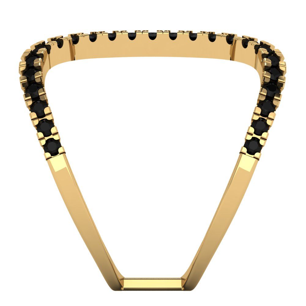0.5 cttw Natural Onyx Statement Engagement Ring - Solid Yellow Gold (VVS1, Round Cut,1.3mm)