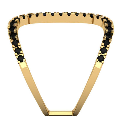 0.5 cttw Natural Onyx Statement Engagement Ring - Solid Yellow Gold (VVS1, Round Cut,1.3mm)