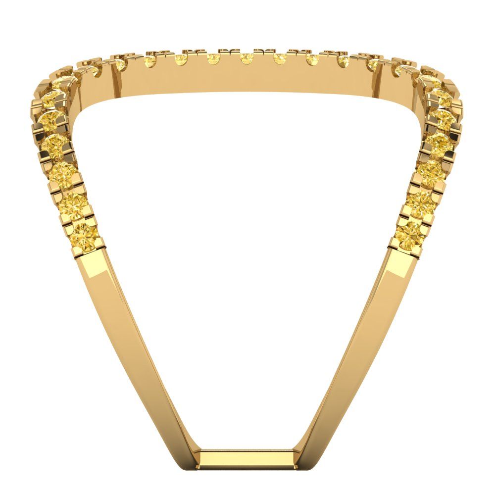 0.5 cttw Natural Citrine Statement Engagement Ring - Solid Yellow Gold (VVS1, Round Cut,1.3mm)