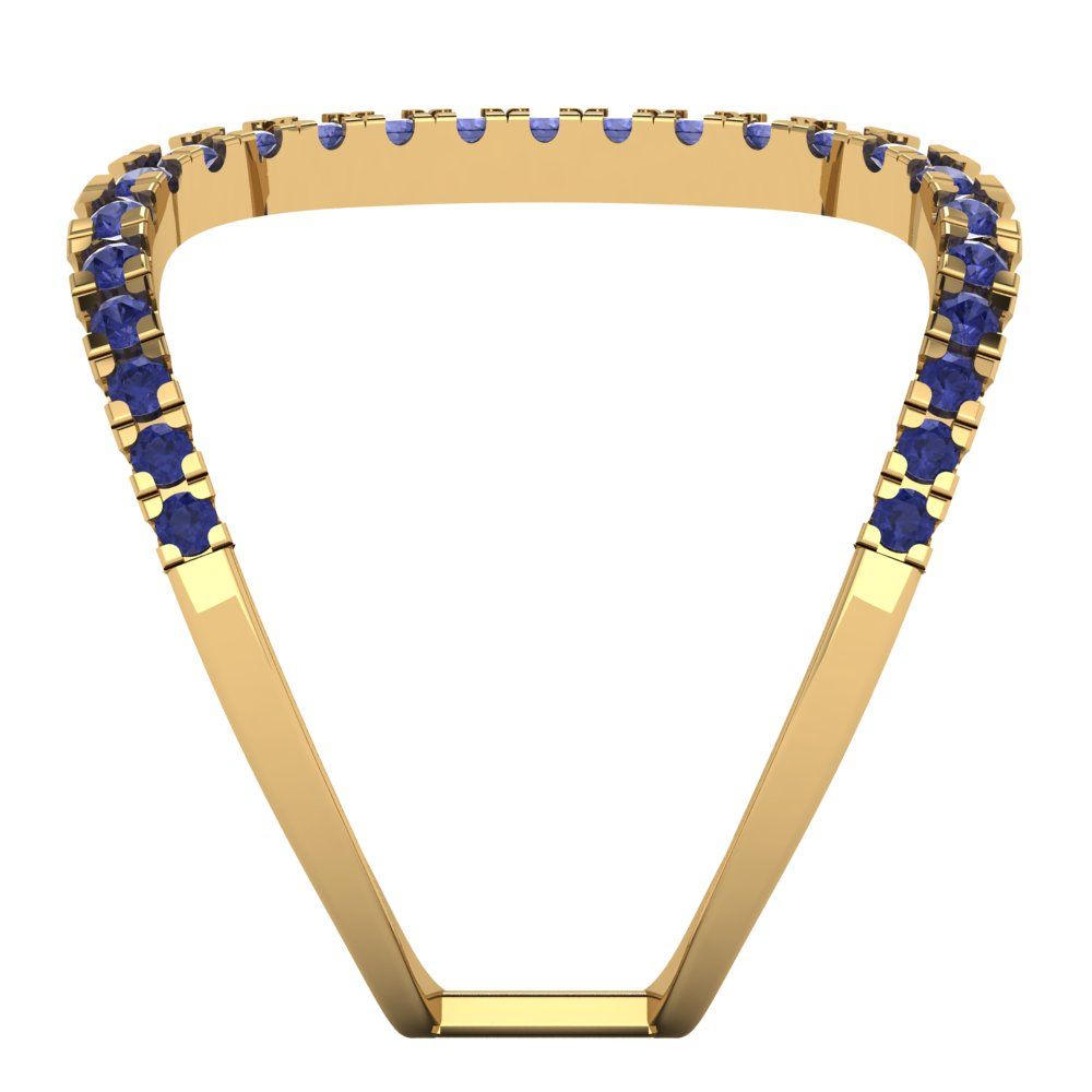 0.5 cttw Simulated Tanzanite Statement Engagement Ring - Solid Yellow Gold (VVS1, Round Cut,1.3mm)