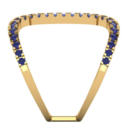 0.5 cttw Simulated Tanzanite Statement Engagement Ring - Solid Yellow Gold (VVS1, Round Cut,1.3mm)