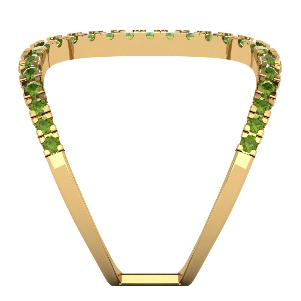 0.5 cttw Natural Peridot Statement Engagement Ring - Solid Yellow Gold (VVS1, Round Cut,1.3mm)