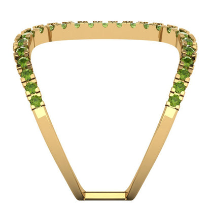 0.5 cttw Natural Peridot Statement Engagement Ring - Solid Yellow Gold (VVS1, Round Cut,1.3mm)