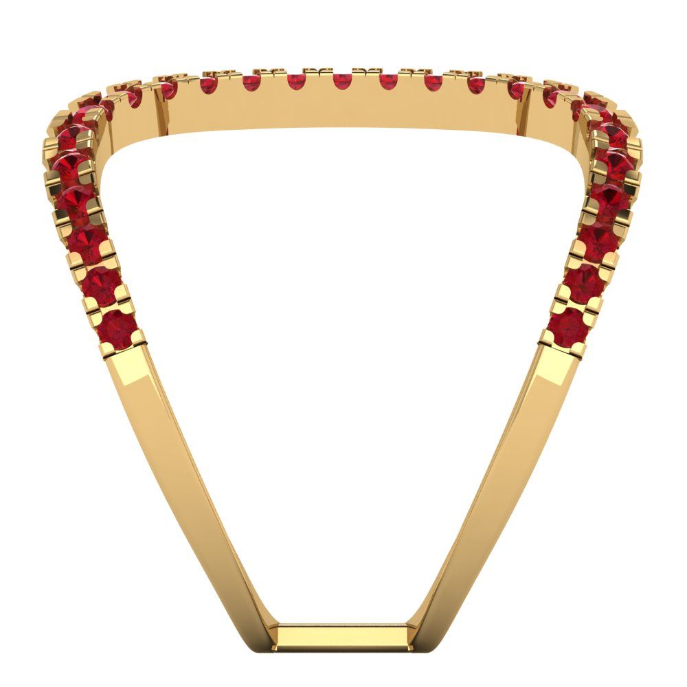 0.5 cttw Simulated Ruby Statement Engagement Ring - Solid Yellow Gold (VVS1, Round Cut,1.3mm)