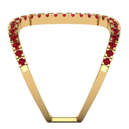 0.5 cttw Simulated Ruby Statement Engagement Ring - Solid Yellow Gold (VVS1, Round Cut,1.3mm)