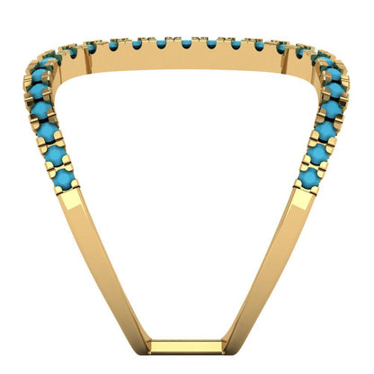 0.5 cttw Simulated Turquoise Statement Engagement Ring - Solid Yellow Gold (VVS1, Round Cut,1.3mm)