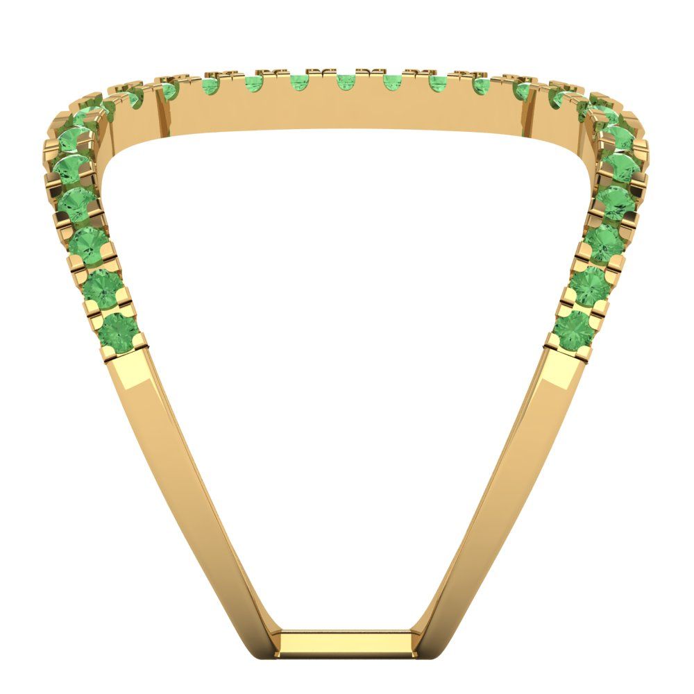 0.5 cttw Zirconia Simulated Green Diamond Statement Engagement Ring - Solid Yellow Gold (VVS1, Round Cut,1.3mm)