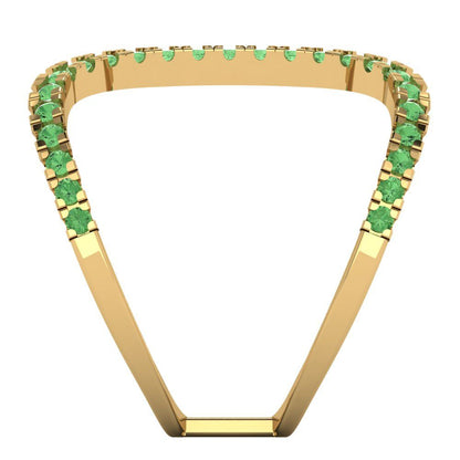 0.5 cttw Zirconia Simulated Green Diamond Statement Engagement Ring - Solid Yellow Gold (VVS1, Round Cut,1.3mm)