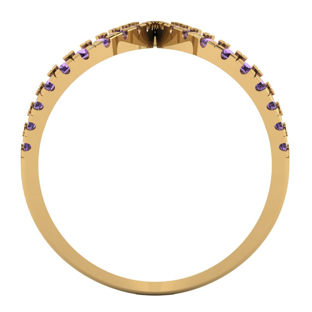 0.5 cttw Simulated Alexandrite Statement Engagement Ring - Solid Yellow Gold (VVS1, Round Cut,1.3mm)
