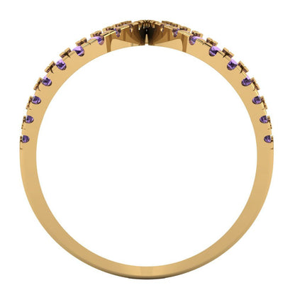 0.5 cttw Simulated Alexandrite Statement Engagement Ring - Solid Yellow Gold (VVS1, Round Cut,1.3mm)