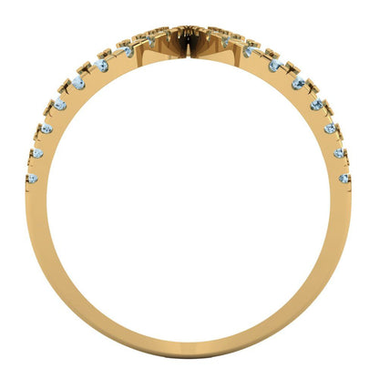 0.5 cttw Zirconia Simulated Blue Diamond Statement Engagement Ring - Solid Yellow Gold (VVS1, Round Cut,1.3mm)