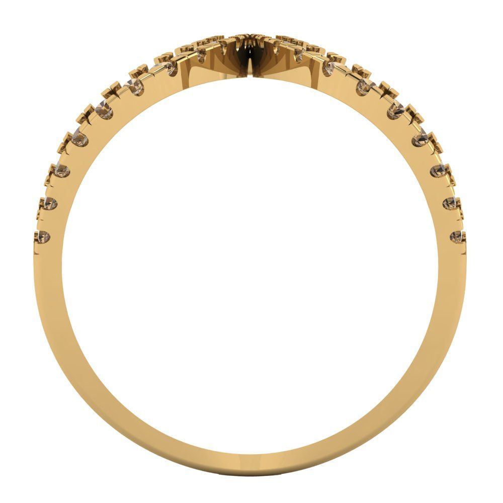 0.5 cttw Zirconia Simulated Champagne Diamond Statement Engagement Ring - Solid Yellow Gold (VVS1, Round Cut,1.3mm)