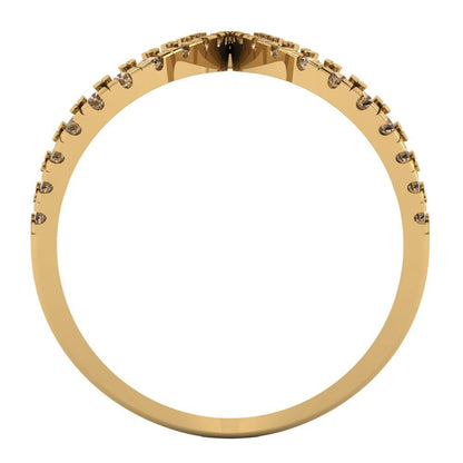 0.5 cttw Zirconia Simulated Champagne Diamond Statement Engagement Ring - Solid Yellow Gold (VVS1, Round Cut,1.3mm)