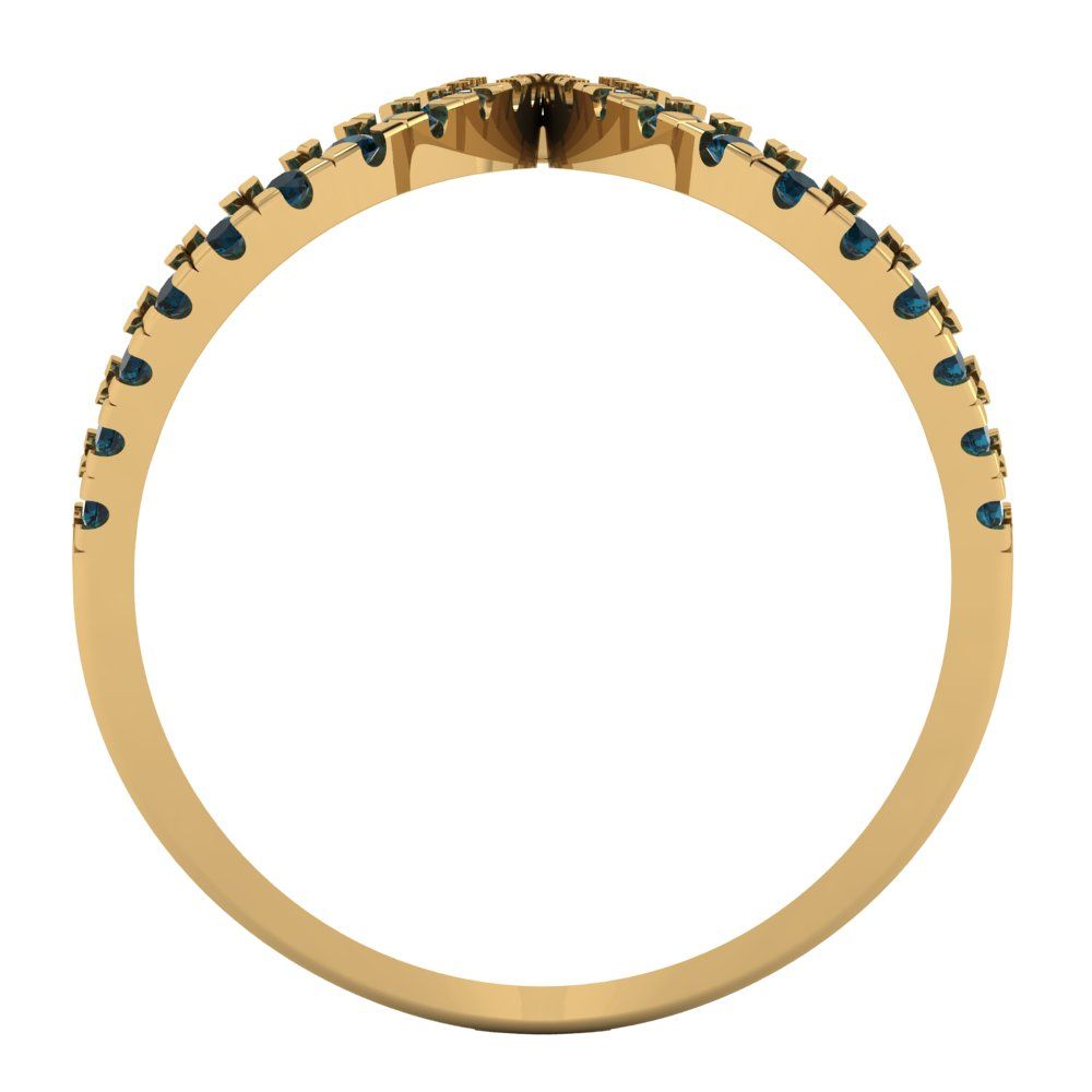 0.5 cttw Natural London Blue Topaz Statement Engagement Ring - Solid Yellow Gold (VVS1, Round Cut,1.3mm)
