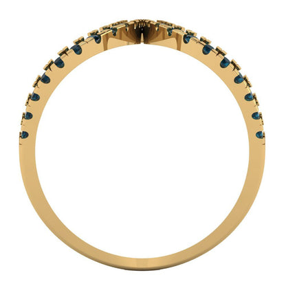 0.5 cttw Natural London Blue Topaz Statement Engagement Ring - Solid Yellow Gold (VVS1, Round Cut,1.3mm)
