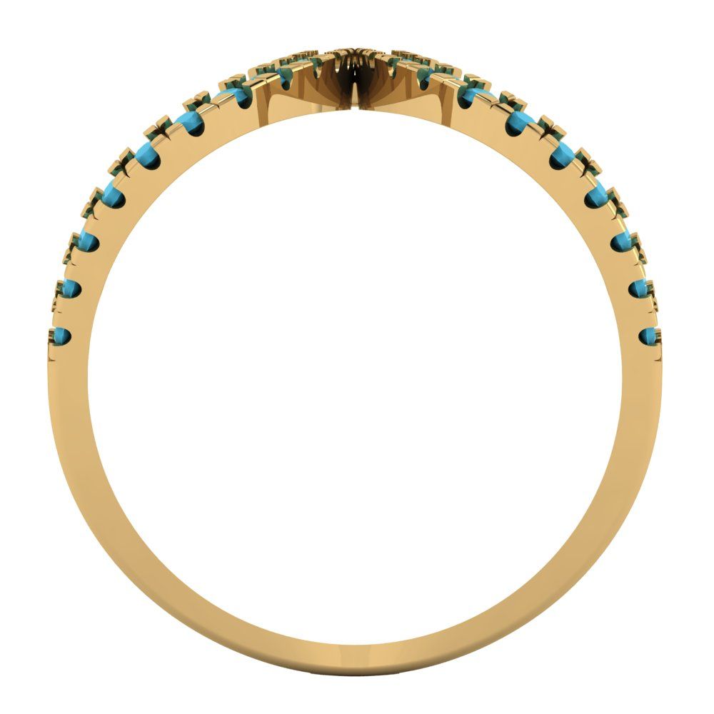 0.5 cttw Simulated Turquoise Statement Engagement Ring - Solid Yellow Gold (VVS1, Round Cut,1.3mm)