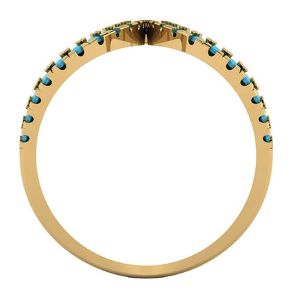 0.5 cttw Simulated Turquoise Statement Engagement Ring - Solid Yellow Gold (VVS1, Round Cut,1.3mm)