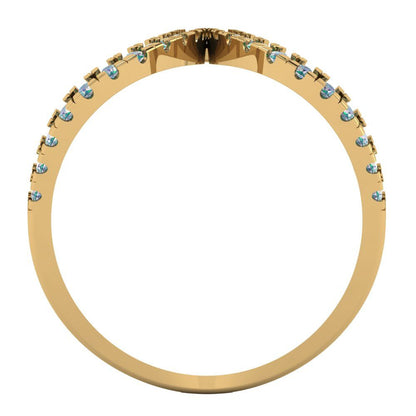 0.5 cttw Blue Moissanite Statement Engagement Ring - Solid Yellow Gold (VVS1, Round Cut,1.3mm)
