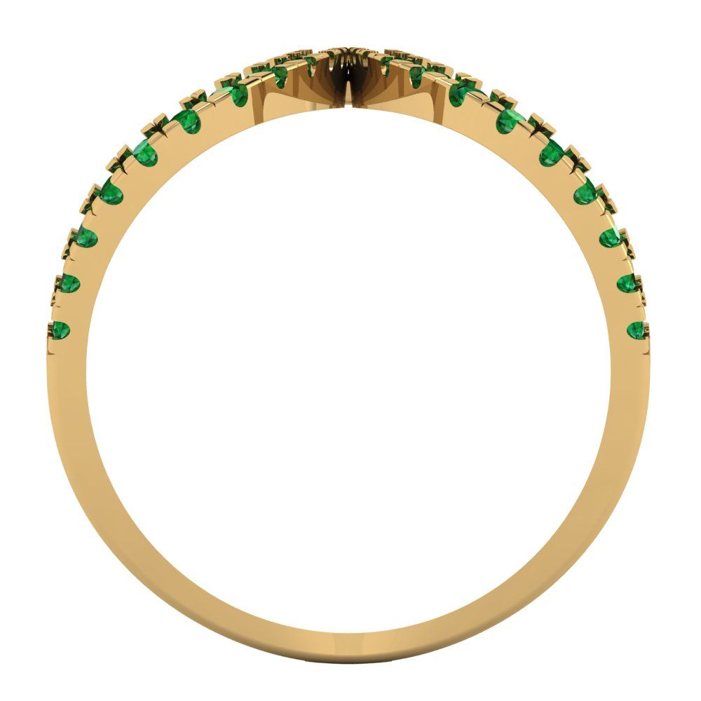 0.5 cttw Simulated Emerald Statement Engagement Ring - Solid Yellow Gold (VVS1, Round Cut,1.3mm)
