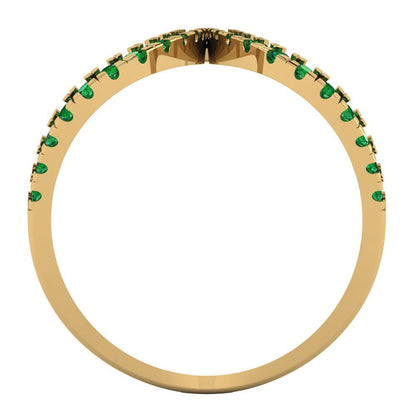 0.5 cttw Simulated Emerald Statement Engagement Ring - Solid Yellow Gold (VVS1, Round Cut,1.3mm)