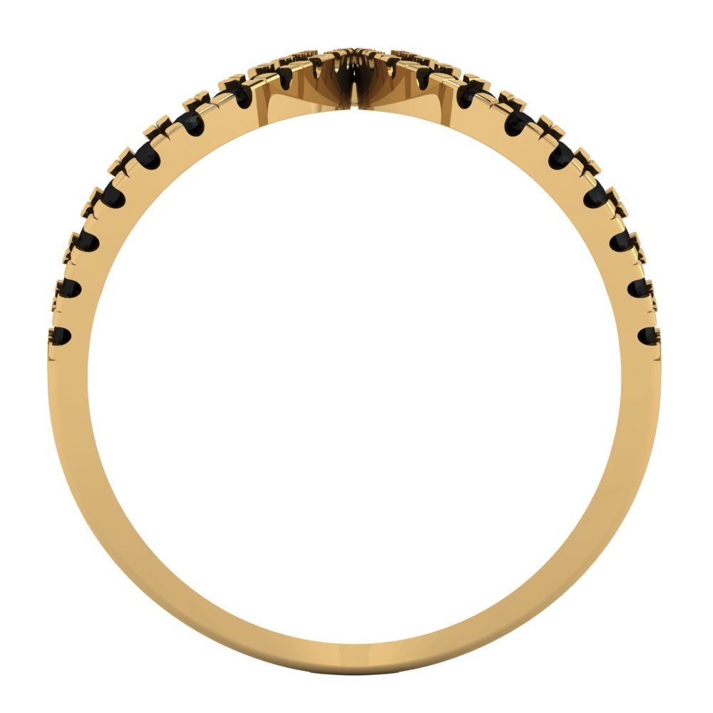0.5 cttw Natural Onyx Statement Engagement Ring - Solid Yellow Gold (VVS1, Round Cut,1.3mm)