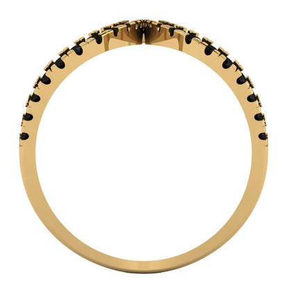 0.5 cttw Natural Onyx Statement Engagement Ring - Solid Yellow Gold (VVS1, Round Cut,1.3mm)