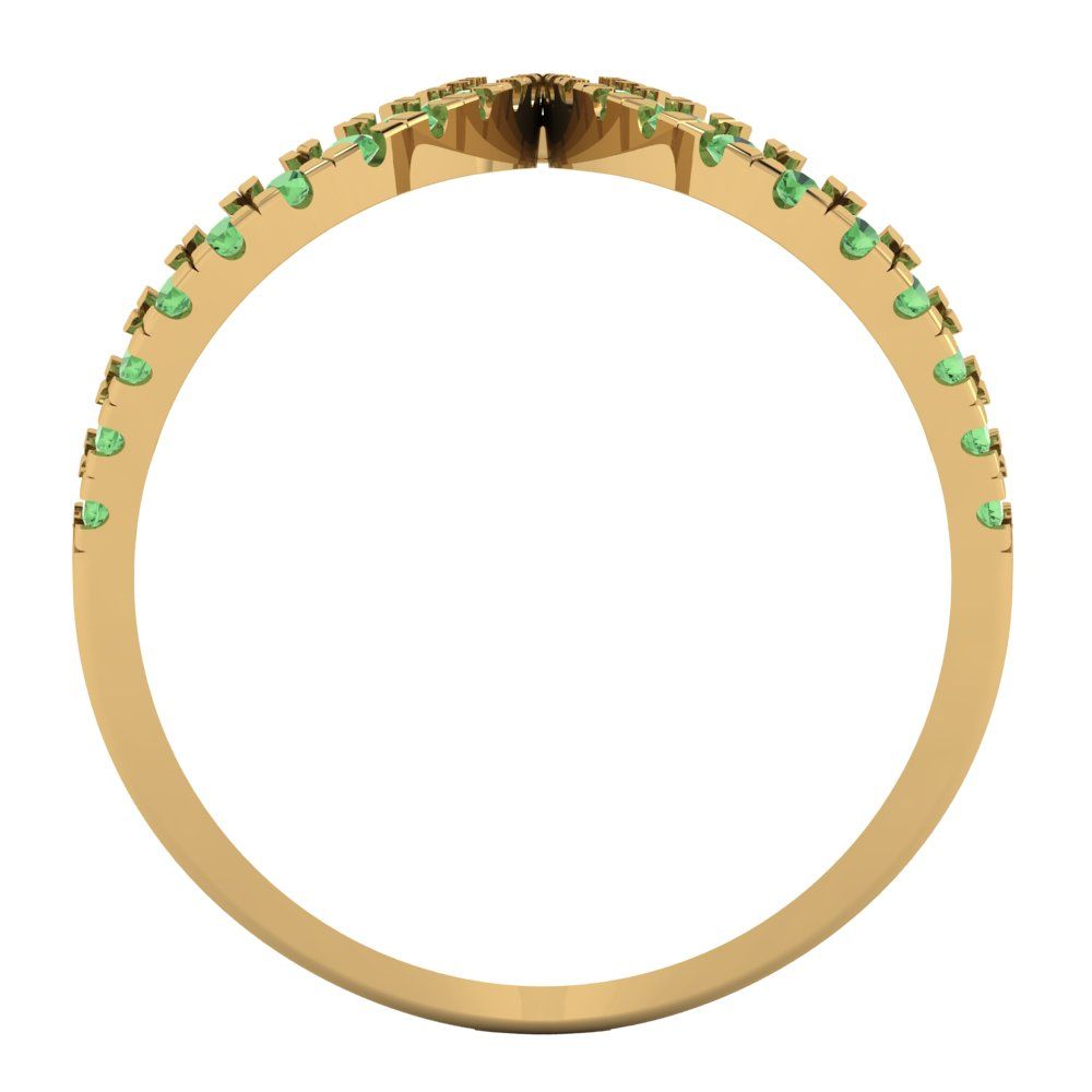 0.5 cttw Zirconia Simulated Green Diamond Statement Engagement Ring - Solid Yellow Gold (VVS1, Round Cut,1.3mm)