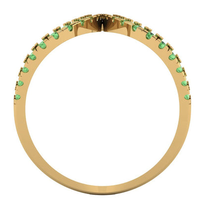 0.5 cttw Zirconia Simulated Green Diamond Statement Engagement Ring - Solid Yellow Gold (VVS1, Round Cut,1.3mm)