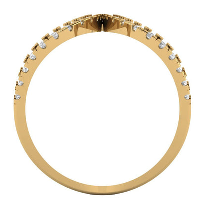 0.5 cttw Zirconia Simulated Diamond Statement Engagement Ring - Solid Yellow Gold (VVS1, Round Cut,1.3mm)