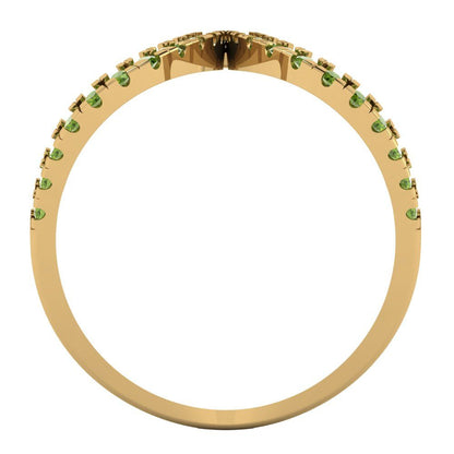 0.5 cttw Natural Peridot Statement Engagement Ring - Solid Yellow Gold (VVS1, Round Cut,1.3mm)