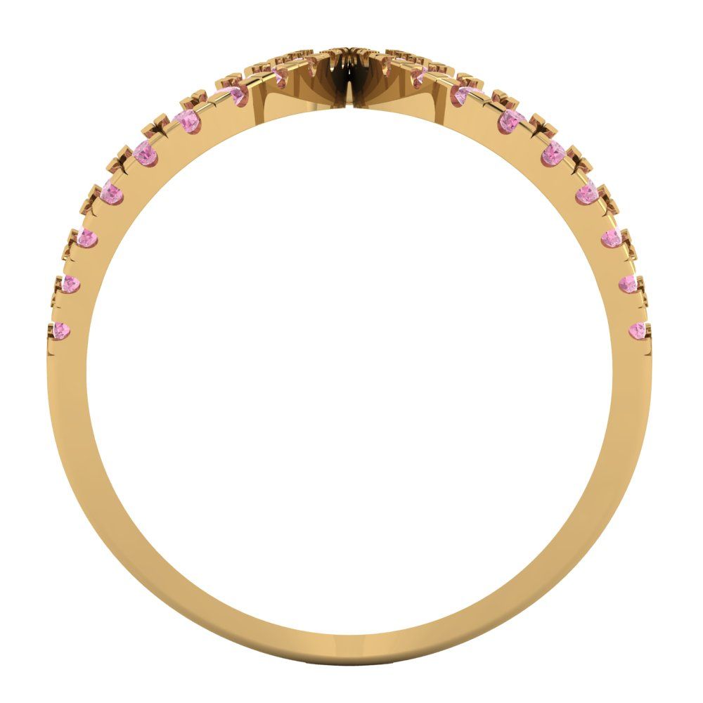 0.5 cttw Zirconia Simulated Pink Diamond Statement Engagement Ring - Solid Yellow Gold (VVS1, Round Cut,1.3mm)
