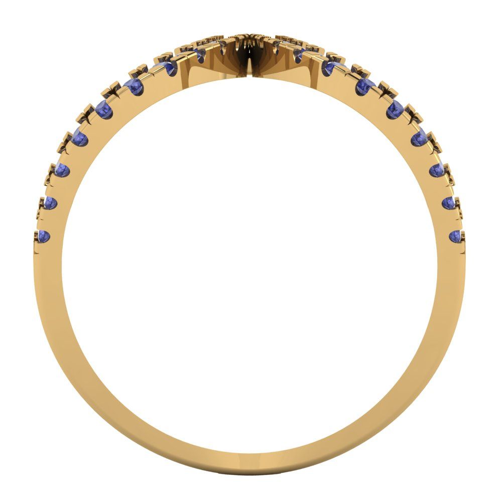0.5 cttw Simulated Tanzanite Statement Engagement Ring - Solid Yellow Gold (VVS1, Round Cut,1.3mm)