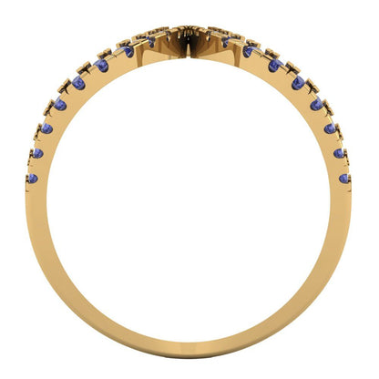 0.5 cttw Simulated Tanzanite Statement Engagement Ring - Solid Yellow Gold (VVS1, Round Cut,1.3mm)