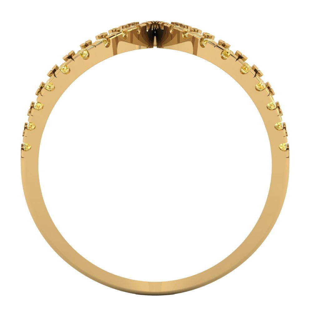 0.5 cttw Natural Citrine Statement Engagement Ring - Solid Yellow Gold (VVS1, Round Cut,1.3mm)