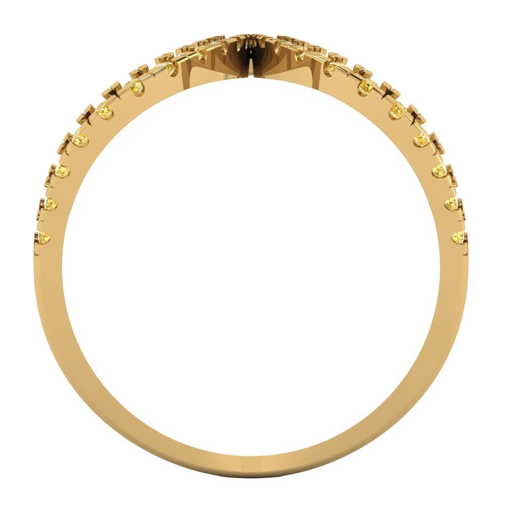 0.5 cttw Zirconia Simulated Yellow Diamond Statement Engagement Ring - Solid Yellow Gold (VVS1, Round Cut,1.3mm)