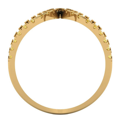 0.5 cttw Zirconia Simulated Yellow Diamond Statement Engagement Ring - Solid Yellow Gold (VVS1, Round Cut,1.3mm)